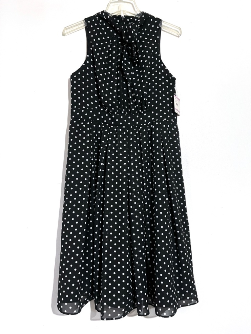 Kasper Polka Dot Tie Neck Dress - Picture 3 of 12